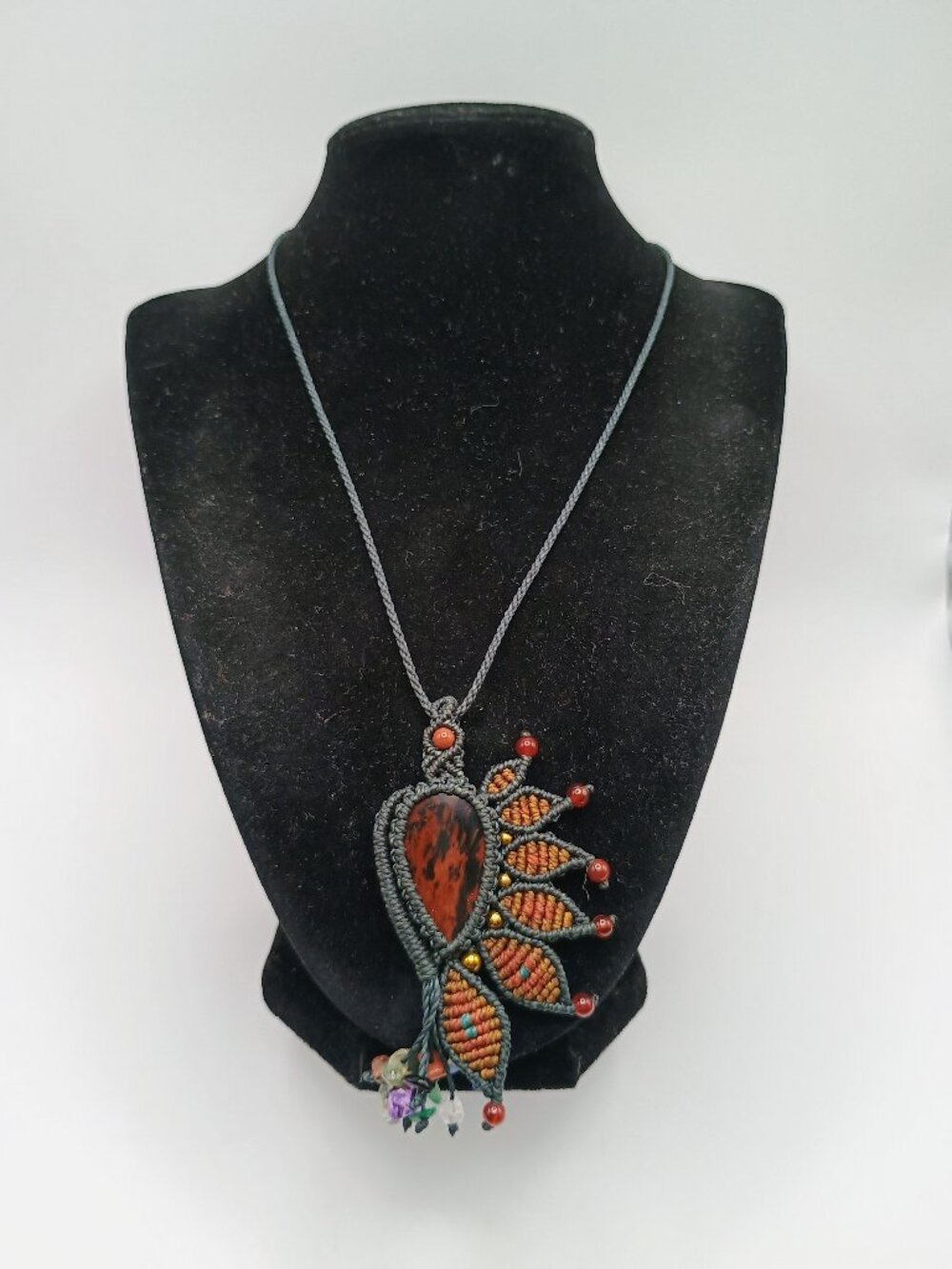 Handmade Macrame Necklace Inspired by Condor and Natural Stone